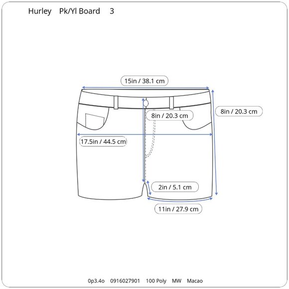 Hurley Retro Color Block Board Shorts Juniors 3 Swimwear Beach Booty Bootie - Picture 7 of 7